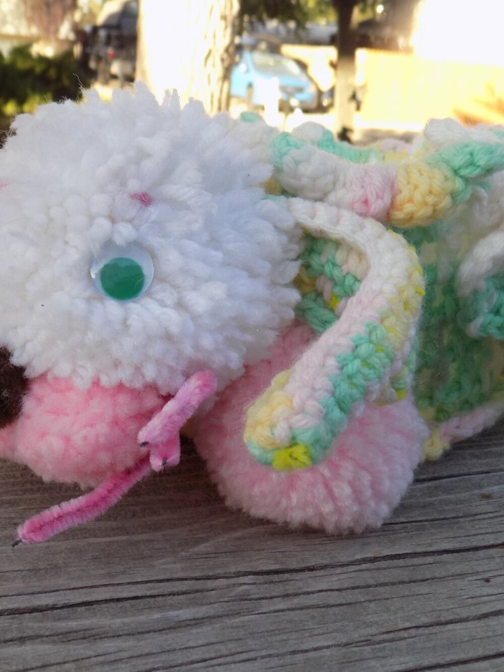 Bunny Basket Crochets on Bottle, Spring Decor, Babys Room Decor, VINTAGE